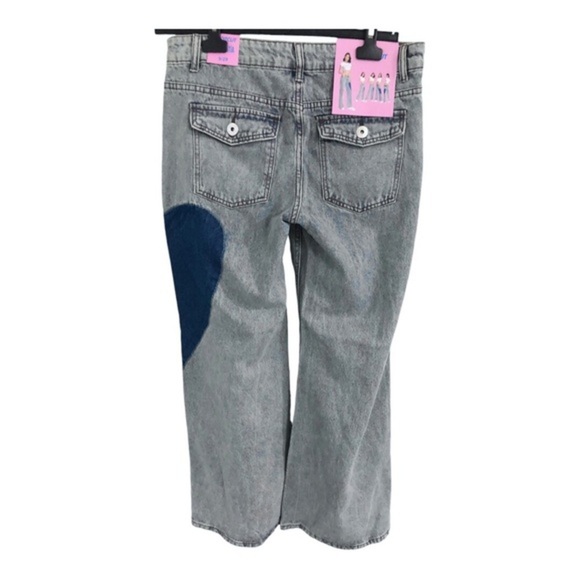 Blue wash heart shaped leg patch bootcut jeans size 9/29 new - Picture 13 of 16